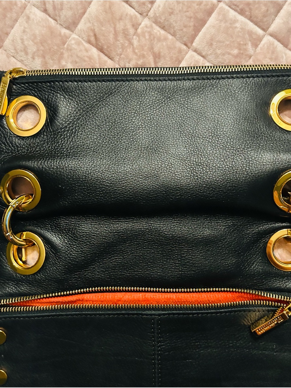 Hammitt Black Leather Crossbody with Gold Grommets - Picture 6 of 13